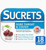 Sucrets Vapor Cherry Sore Throat And Cough Lozenges, 18 Ct.