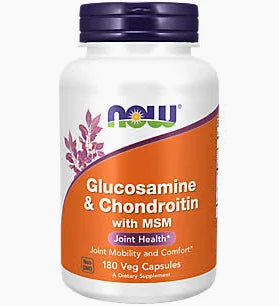 Glucosamine and chondroitin with MSM supplement bottle for joint health support