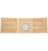 beige ostomy belt with circular opening for stoma support and adjustable closure