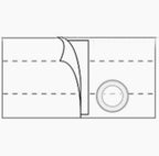 Illustration of folded medical supply pouch with peelable strip and circular opening