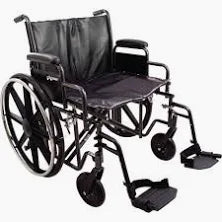 Lightweight black manual wheelchair with armrests and footrests for mobility support