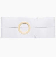 White medical ostomy belt with round opening for secure pouch attachment