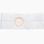 White medical ostomy belt with round opening for secure pouch attachment