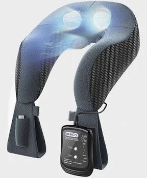Neck and shoulder massager with remote control, designed for pain relief and relaxation