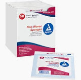 Non-woven medical sponges box and packet for wound care or dressing changes