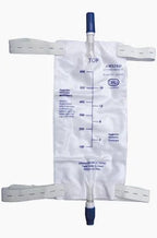 Disposable medical urine drainage leg bag with measurement markings and tubing connectors
