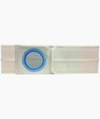 Ostomy barrier strip with blue center ring for medical supply home delivery
