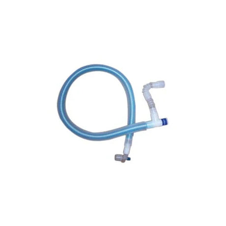 Single heated wire breathing circuit for adult ventilator, coiled with connectors