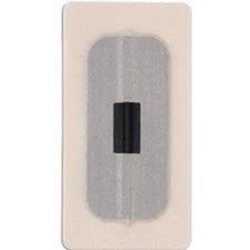 rectangular single-use adhesive medical tape patch with central black strip