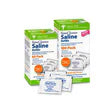 Sinus rinse saline refill box and packets for nasal irrigation on white background