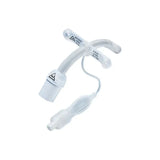Clear plastic tracheostomy tube with cuff and flexible neck for respiratory care