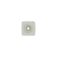 Square adhesive medical ostomy barrier with central opening on white background
