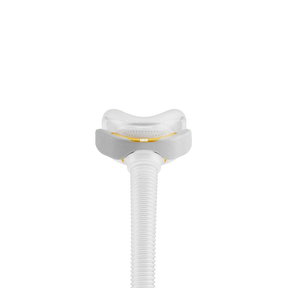 CPAP nasal mask without headgear, front view, with attached tubing, for sleep apnea