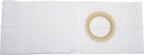White elastic ostomy support belt with center opening for pouch support