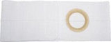 White elastic ostomy support belt with center opening for pouch support