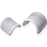 Two white plastic finger splints for medical support and injury protection