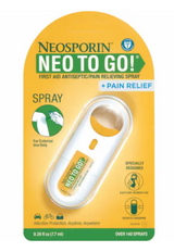 Neosporin Neo To Go first aid antiseptic pain relief spray in portable packaging