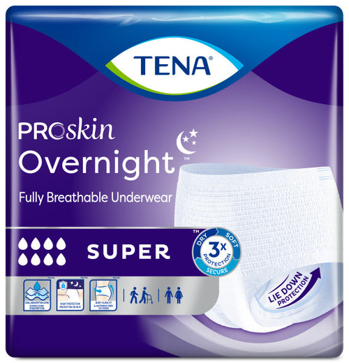 TENA ProSkin Overnight Super Protective Incontinence Pull-Up Underwear, Heavy Absorbency, Unisex, Large 45