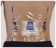 Transparent medical adhesive dressing applied to lower back over gauze pad