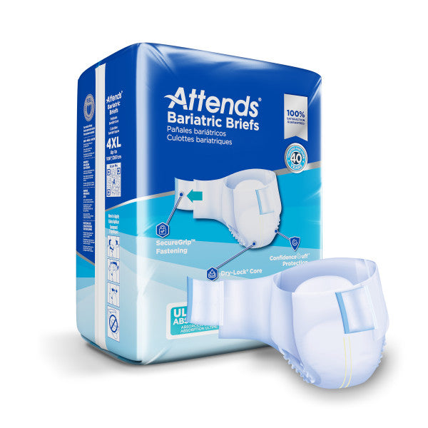 Attends Bariatric Brief, Ultimate Absorbency, 4XL, Up to 106"