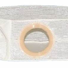 Adjustable ostomy belt with elastic fabric and circular opening for medical device support