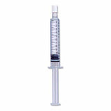 Clear medical syringe with measurement markings on white background for home medical use