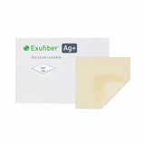 Exufiber Ag Plus absorbent wound dressing pad with packaging, 10x12 cm size