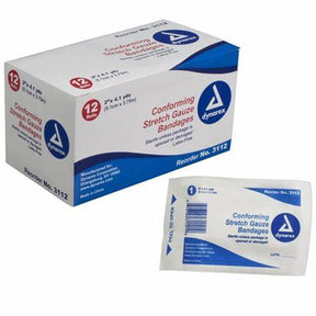 Box and individually wrapped Dynarex conforming stretch gauze bandages for wound care