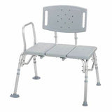 Adjustable medical transfer bench with backrest and armrest for shower or bath safety