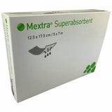 Mextra Superabsorbent wound dressing box, 12.5 x 17.5 cm, medical supply packaging