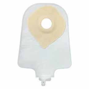 Ostomy bag with adhesive barrier and drainage spout for medical supply home delivery