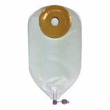Medical ostomy bag with adhesive ring and drainage valve, used for stoma care