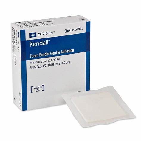 Cardinal Health Kendall Foam Border Gentle Silicone Adhesion Dressing, 3.5" X 5.5"