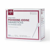 Box of Medline povidone-iodine swabsticks for professional medical use, 50 swabs