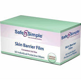 Box of Safe n Simple skin barrier film wipes, 2x2 size, 50 individual protective wipes