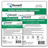 Gentell Super Absorbent Adherent Dressing, 5" X 5"