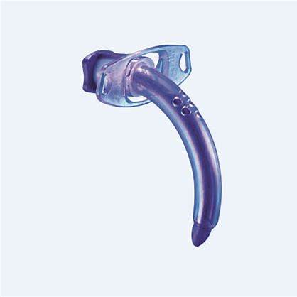 Curved medical tracheostomy tube with flange for respiratory support