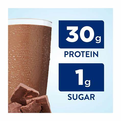 Chocolate protein shake with 30g protein and 1g sugar nutrition facts.