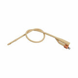 Sterile Foley catheter latex with drainage eye and inflation balloon on white background