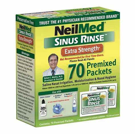 Neilmed Sinus Rinse Hypertonic Premixed Refill Packets, 70 Ct