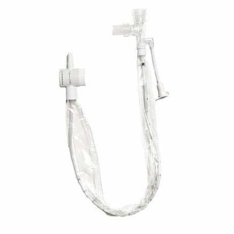 Closed suction catheter system for respiratory care, clear tubing and white connectors