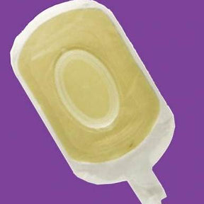 Ostomy pouch for medical use on purple background