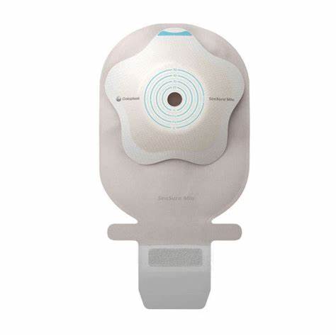 Medical ostomy bag with adhesive barrier for stoma care and post-surgery support