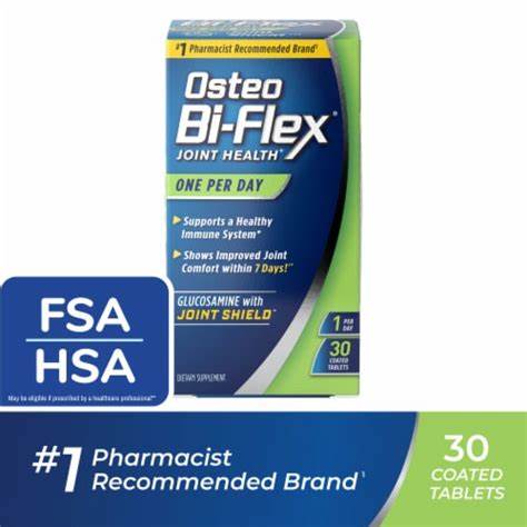 Osteo Bi-Flex joint health supplement box, 30 coated tablets, FSA HSA eligible.