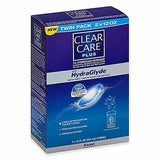 Clear Care Plus HydraGlyde contact lens cleaning solution twin pack box, 2 x 12 oz