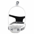 Full face CPAP mask with clear silicone frame and adjustable headgear for sleep apnea therapy