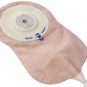 Beige colostomy bag with adhesive barrier for ostomy care and medical supply needs