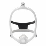 Full face CPAP mask with headgear for sleep apnea therapy, shown on white background