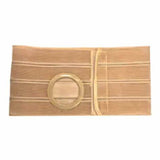 Beige ostomy abdominal support belt with central stoma opening for medical use