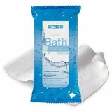 Sage Bath cleansing washcloth packet with white disposable washcloth on white background